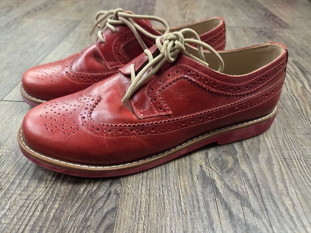 Elephantito Red Luxury leather kids' wingtip oxfords brogues Shoes US 4 Euro 35